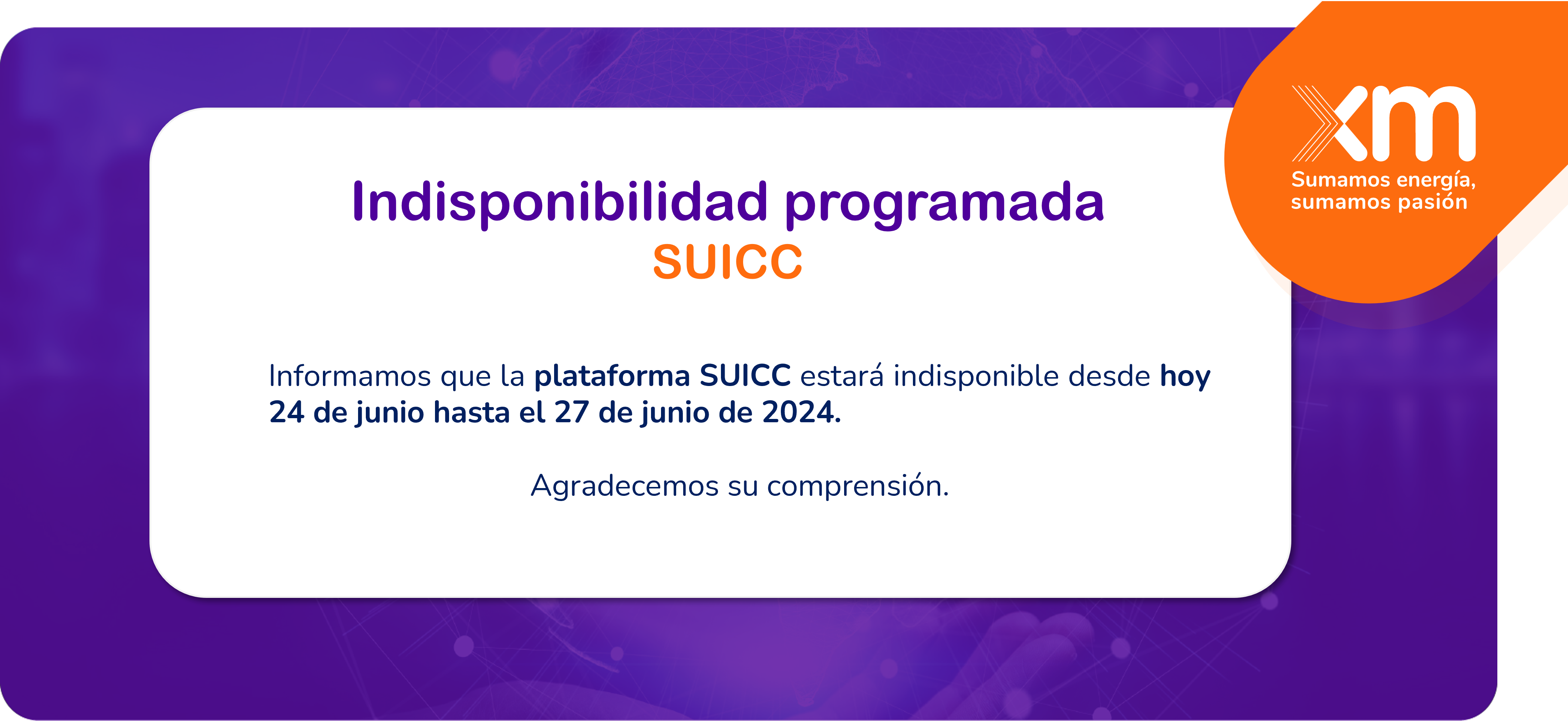 Indisponibilidad programa SUICC