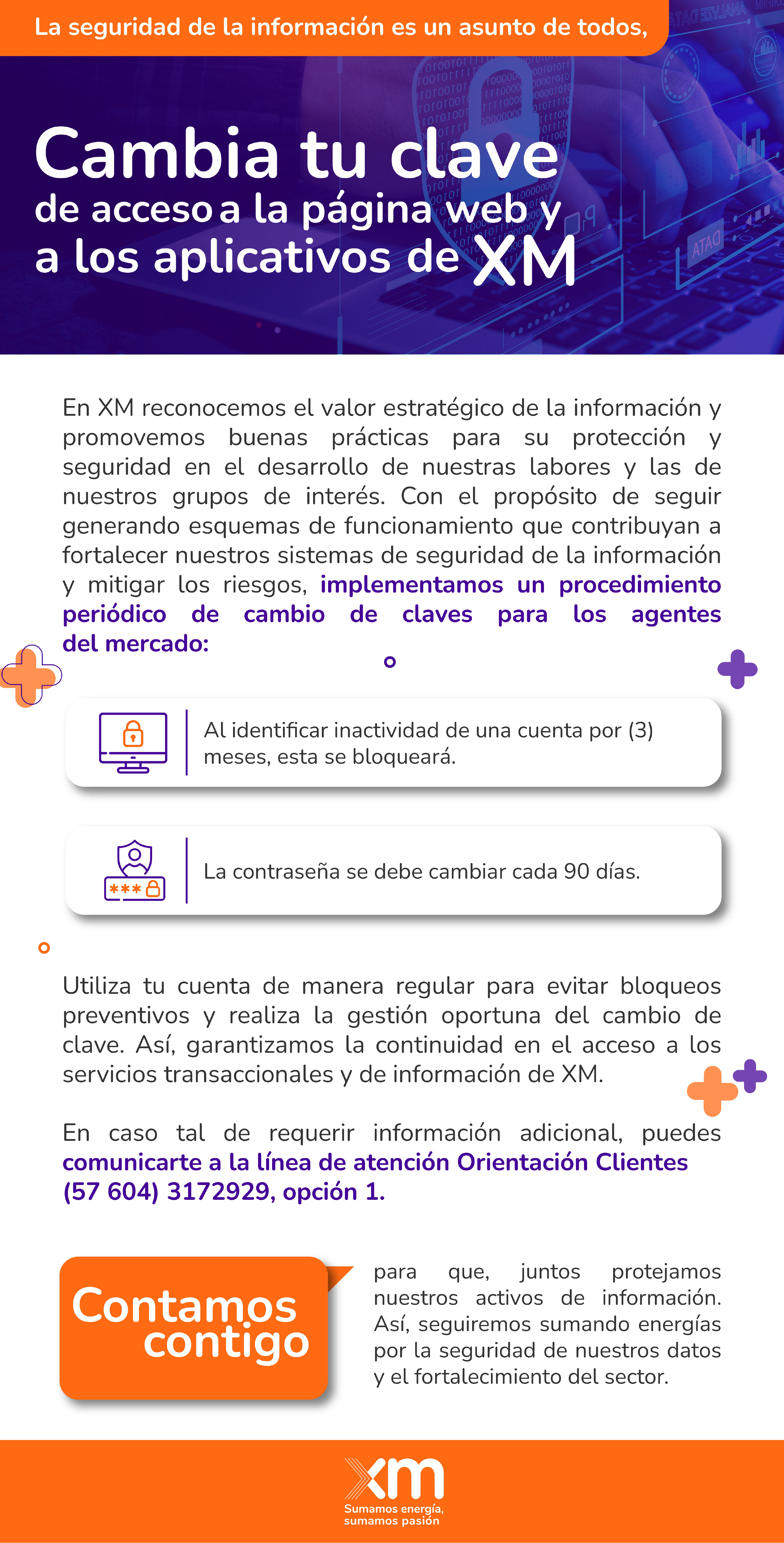 Cambia tu clave de acceso a la página web y a los aplicativos de XM